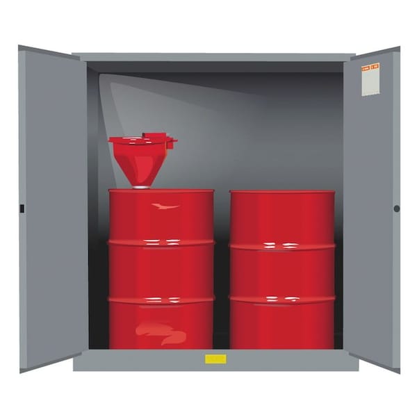 110 gal, 1 Shelves, 18-Gauge Steel, 59 in W x 65 in H x 34 in D, Gray